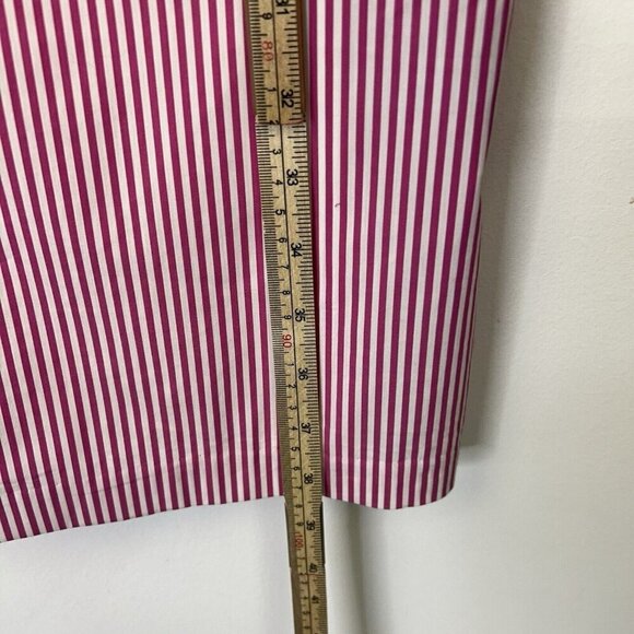 J McLaughlin Cold Shoulder Dress Womens Size Large Pink White Vertical Stripe - Picture 9 of 11